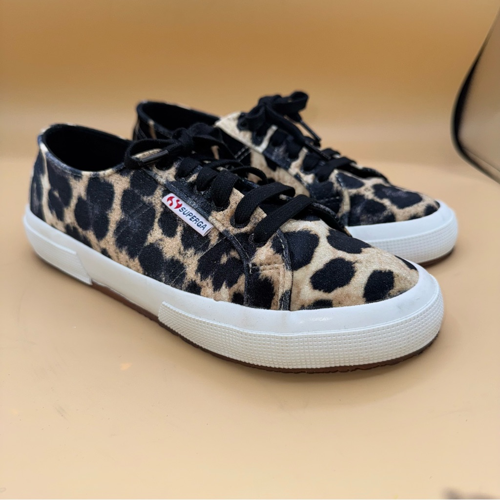 Superga 2759 Fanvelvetw Leopard Print Sneakers, Women’s Size 8.5, Euc